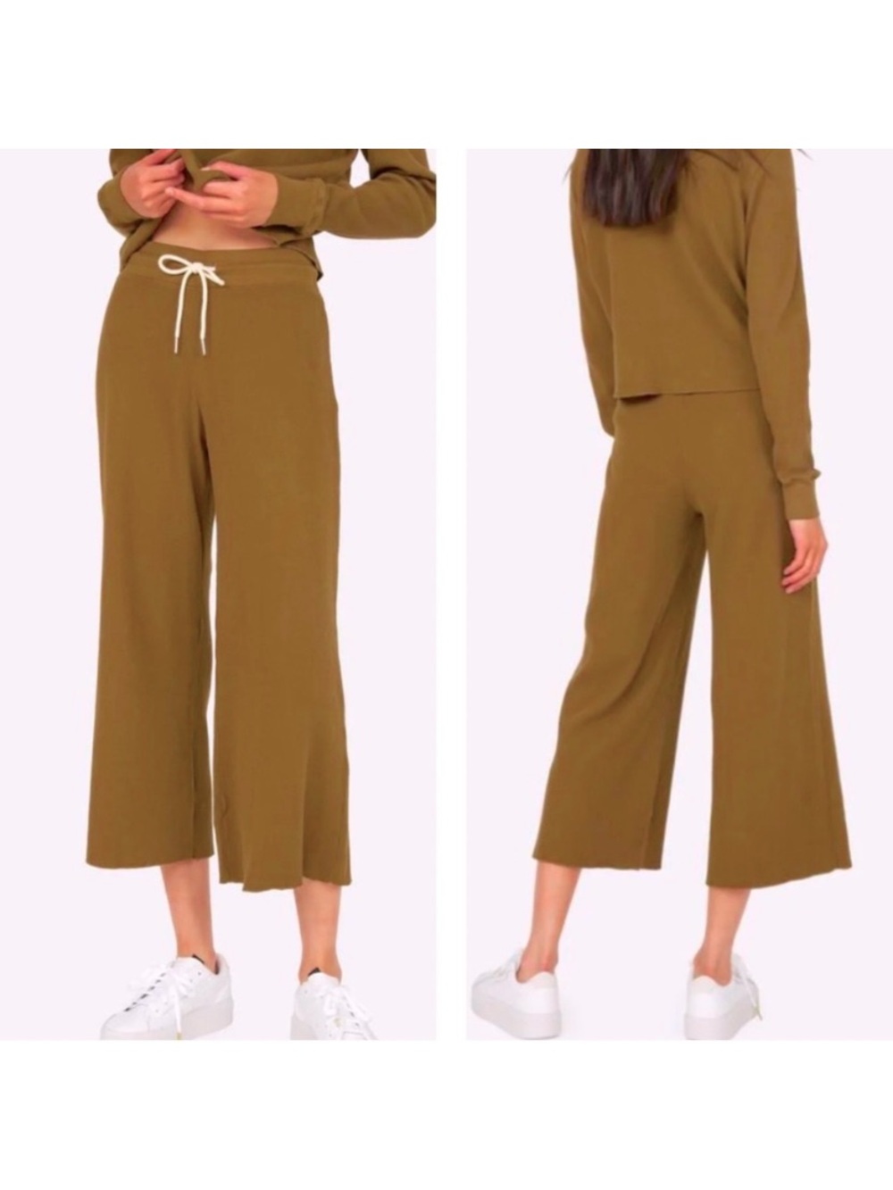Mate The Label Ali Thermal Pant Organic Cotton Waffle Texture Moss Green Size S
